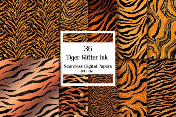 Captivating Tiger Glitter Ink Textures