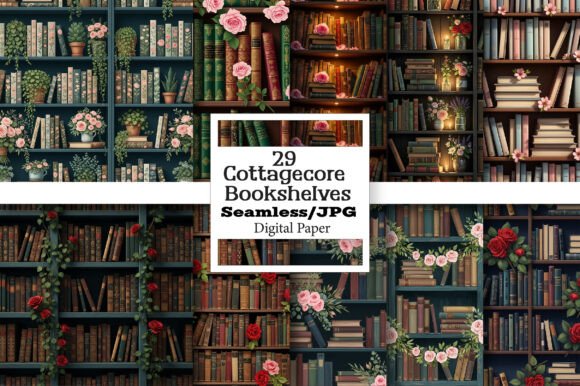 Cottagecore Bookshelves Digital Pattern: Your Creative Toolkit
