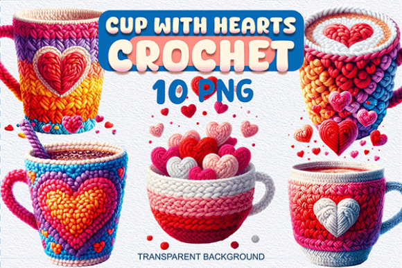 Crochet Hearts Cup Clipart Bundle PNG: A Design Resource Evaluation