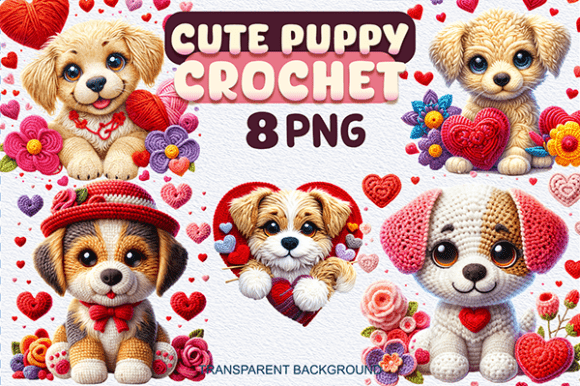 Cute Crochet Puppy Clipart Bundle PNG for Heartfelt Designs