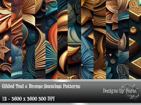 Elevate Your Creative Projects with Gilded Teal Bronze Patterns