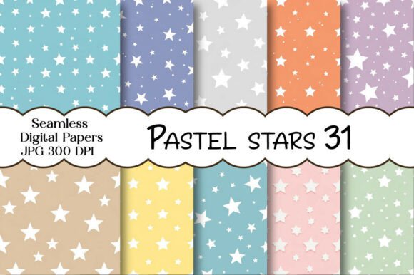 Elevate Your Projects with Seamless Pastel Stars Digital Papers