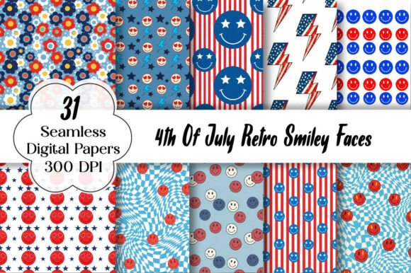 Embrace Nostalgic Patriotism: The Strategic Value of the 4th of July Retro Smiley Faces Pattern
