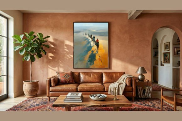 Golden Desert Camel Caravan Impasto: The Digital Masterpiece Redefining Wall Art