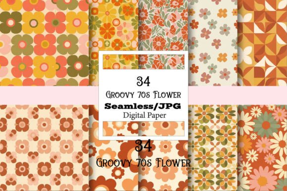 Groovy 70s Flower Digital Pattern for Modern Creativity