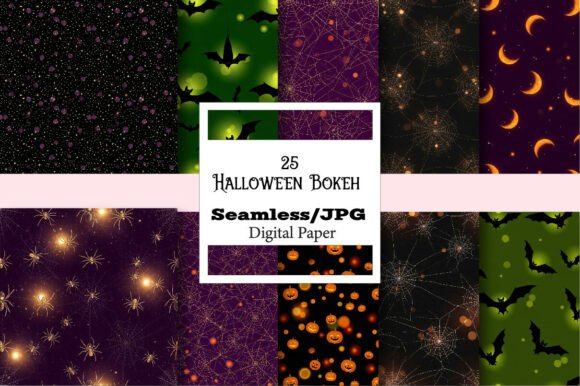 Halloween Bokeh Digital Paper for Creative Designs