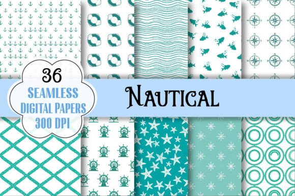 Nautical Digital Paper Backgrounds for Creative Projects