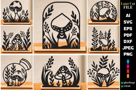 Precision Laser Cutting Templates for Mushroom Decor