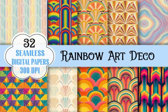 Rainbow Art Deco Digital Paper: Unleashing Vibrant Creativity