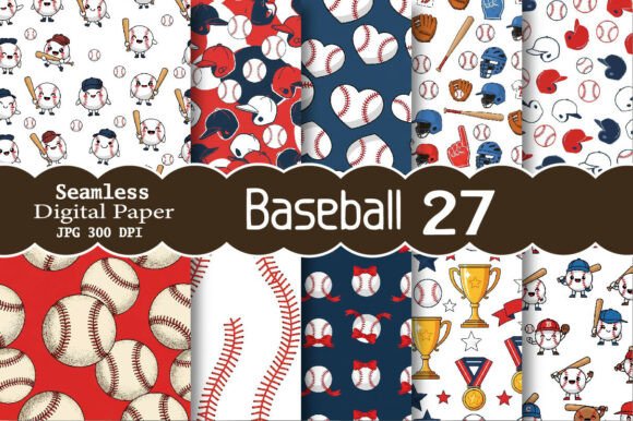 Seamless Baseball Digital Paper Bundle for Creators