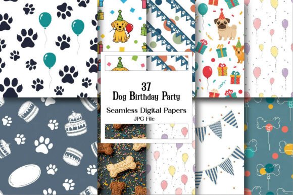Seamless Dog Birthday Party Digital: A Flexible Toolkit for Crafters