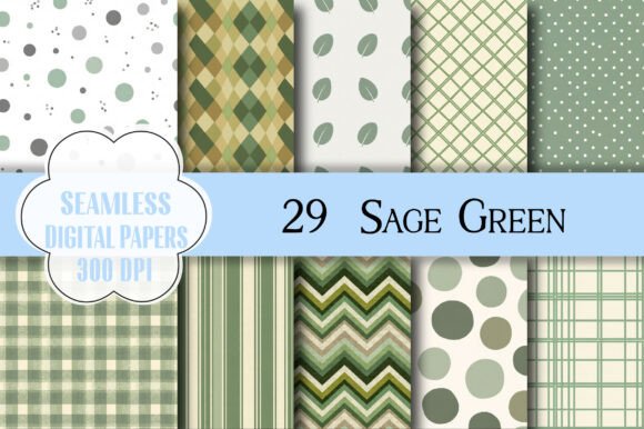 Seamless Sage Green Digital Pattern Bundle
