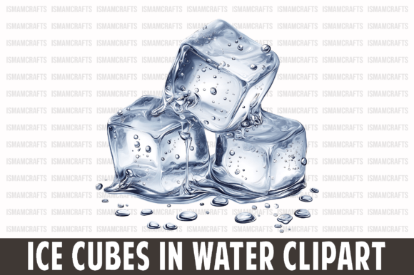 The Art of Refreshment: Elevating Design with Ice Cubes in Water Clipart PNG
