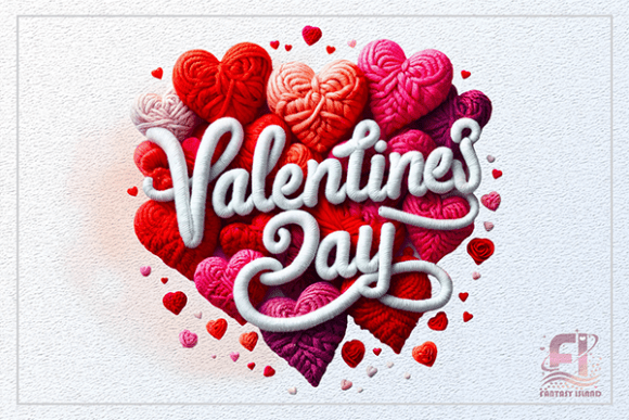 Valentine's Day Crochet Yarn Hearts PNG: A Digital Asset for Crafted Projects